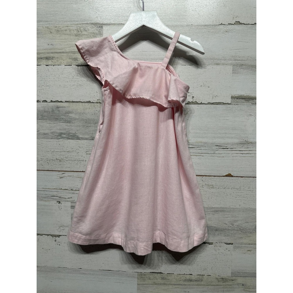 Hope and Henry One Shoulder Ruffle Dress Girls 3 Pink Linen Blend EUC